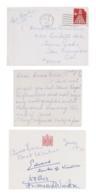 EDWARD DUKE OF WINDSOR & WALLIS DUCHESS OF WINDSOR AUTOGRAPH CARD