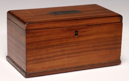ENGLISH BRASS & SATINWOOD TABLE BOX