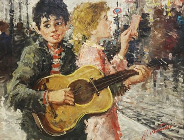 ITALIAN SCHOOL OIL ON CANVAS PAINTING MUSICIAN