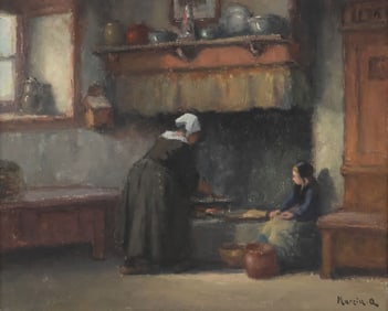 ALFRED MARZIN (1880-1943) PAINTING BRETONNE MOTHER & CHILD