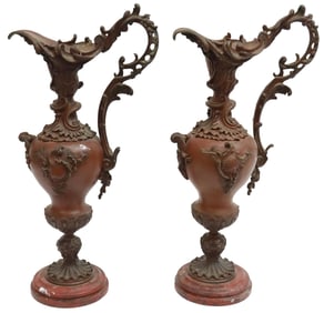 (2) FRENCH ROCOCO STYLE EWER-FORM GARNITURES