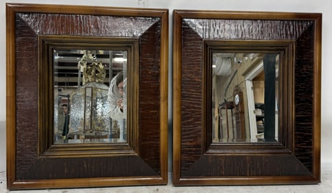 (2) RECTANGULAR WOOD WALL MIRRORS