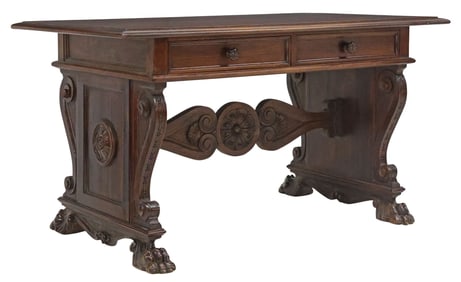 ITALIAN RENAISSANCE REVIVAL LIBRARY TABLE WRITING DESK