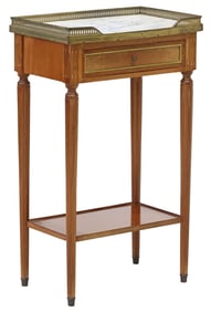 FRENCH LOUIS XVI STYLE MARBLE-TOP MAHOGANY SIDE TABLE