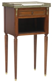 FRENCH LOUIS XVI STYLE MARBLE-TOP MAHOGANY SIDE TABLE