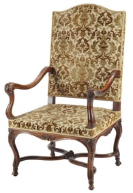 FRENCH REGENCE STYLE UPHOLSTERED FAUTEUIL