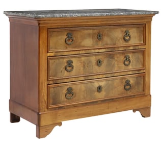 FRENCH LOUIS PHILIPPE MARBLE-TOP FIGURED COMMODE
