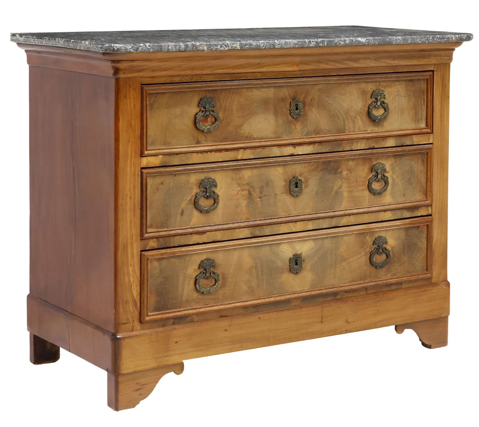 FRENCH LOUIS PHILIPPE MARBLE-TOP FIGURED COMMODE (1 of 5)