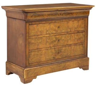 FRENCH LOUIS PHILIPPE BURLED WALNUT COMMODE