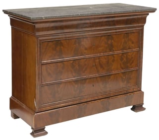 FRENCH LOUIS PHILIPPE MARBLE-TOP MAHOGANY COMMODE