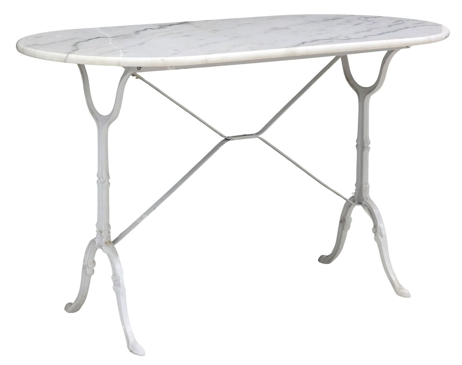 FRENCH MARBLE-TOP PAINTED CAST IRON BISTRO TABLE (1 of 5)