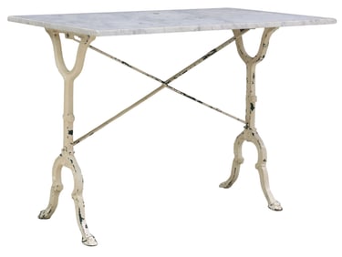 ITALIAN MARBLE-TOP PAINTED CAST IRON BISTRO TABLE