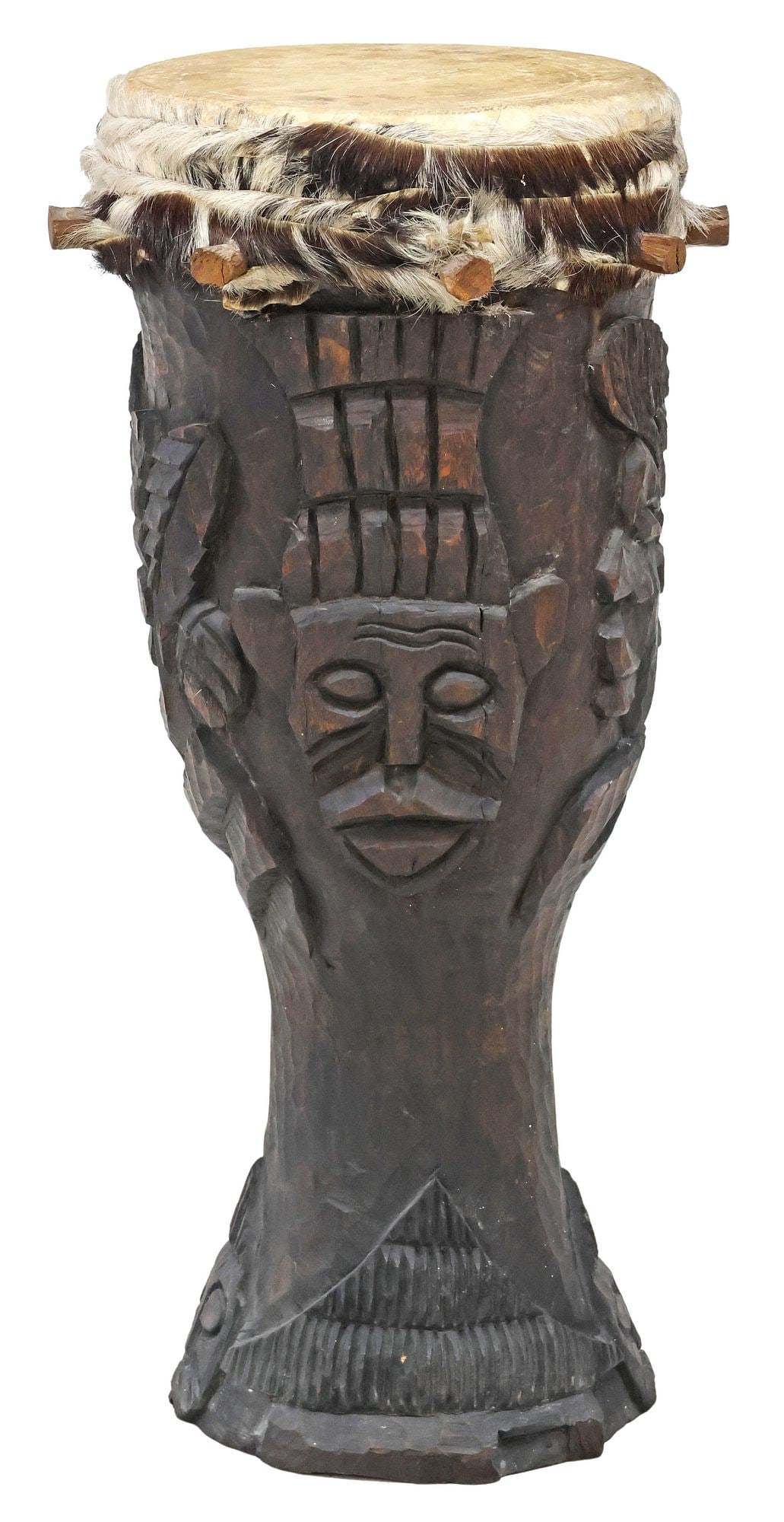 LARGE AFRICAN CARVED FIGURAL KARYENDA DRUM (1 of 4)