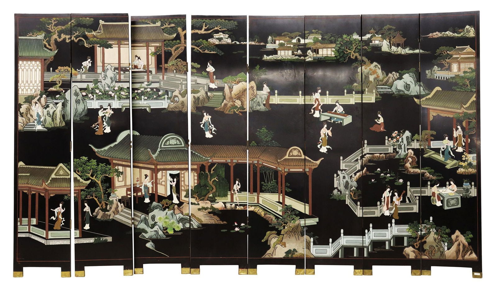 CHINESE EIGHT-PANEL FIGURAL FOLDING SCREEN (1 of 2)