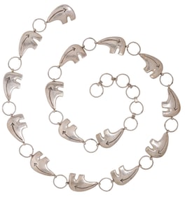 NATIVE AMERICAN SILVER HEARTLINE BEAR LINK BELT