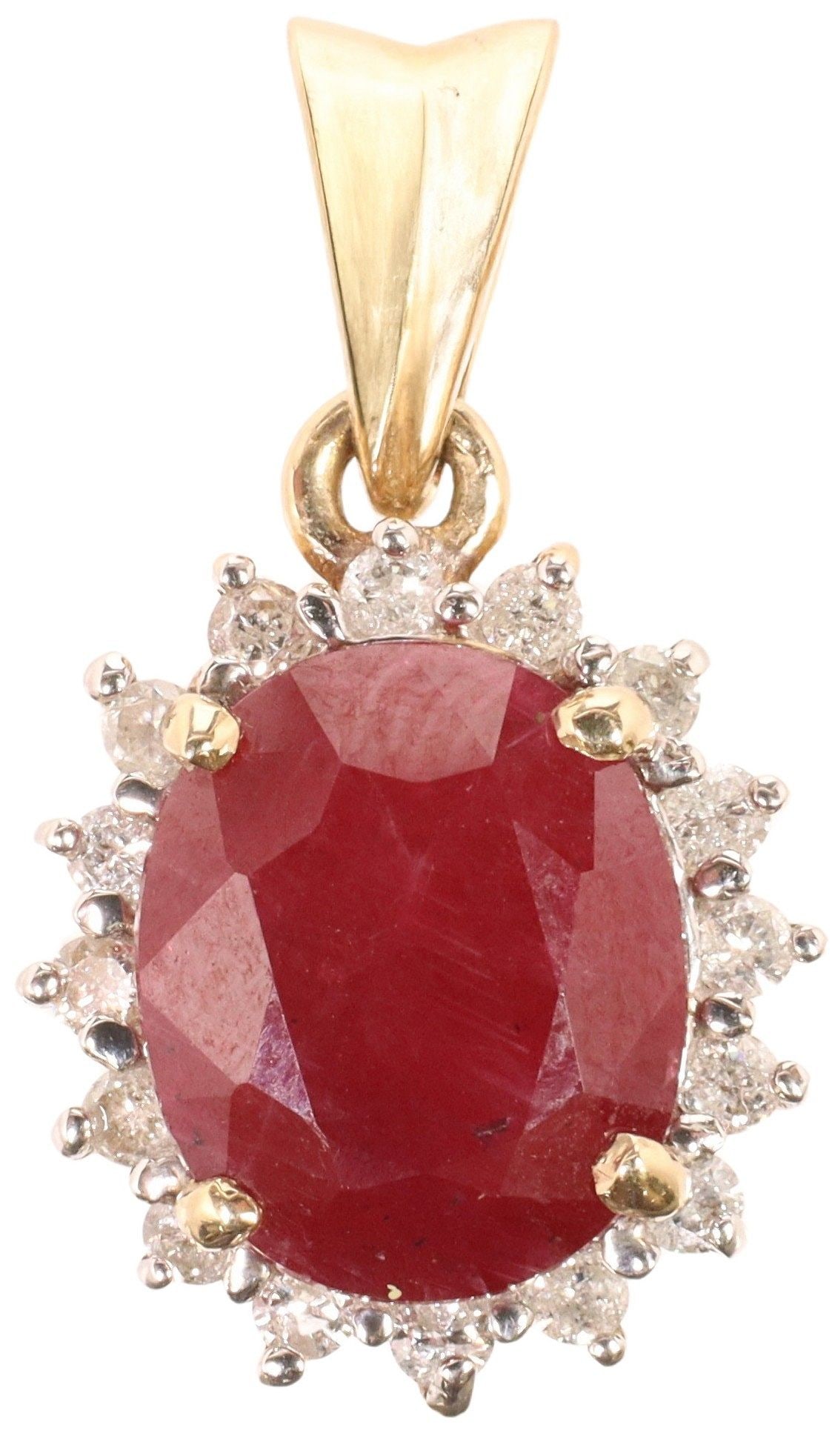 ESTATE 14KT YELLOW GOLD, RUBY & DIAMOND PENDANT (1 of 3)