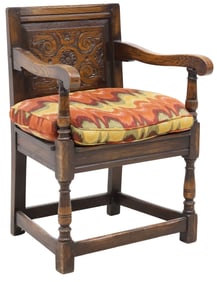 ENGLISH CARVED OAK WAINSCOT CHAIR
