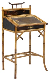 VICTORIAN AESTHETIC JAPANNED BAMBOO WRITING DESK