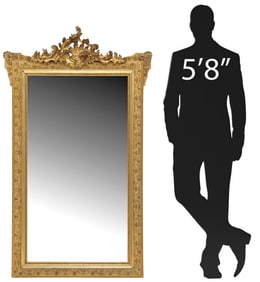 FRENCH LOUIS XVI STYLE GILTWOOD WALL MIRROR, 62"H