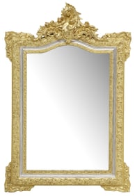 FRENCH LOUIS XV STYLE GILTWOOD WALL MIRROR, 47.5" X 32"