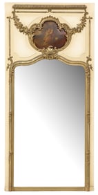 FRENCH LOUIS XVI STYLE PARCEL-GILT PAINTED TRUMEAU MIRROR