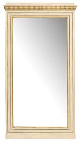 FRENCH LOUIS XVI STYLE PARCEL GILT & PAINTED MIRROR, 67.5"H