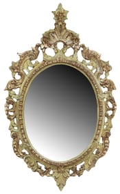 ITALIAN VENETIAN LOUIS XV STYLE PARCEL GILT OVAL MIRROR