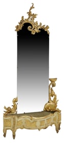 ITALIAN PARCEL-GILT & PAINTED PIER MIRROR & JARDINIERE