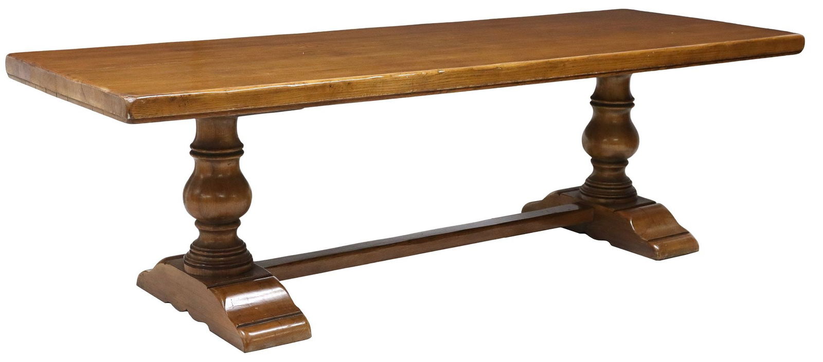 FRENCH OAK MONASTERY OR REFECTORY TRESTLE TABLE, 99"L (1 of 4)
