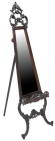 VICTORIAN ROCAILLE CARVED EASEL CHEVAL MIRROR