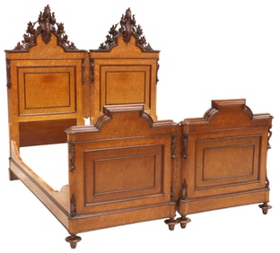 ITALIAN BIRDSEYE MAPLE & MAHOGANY DOUBLE BED
