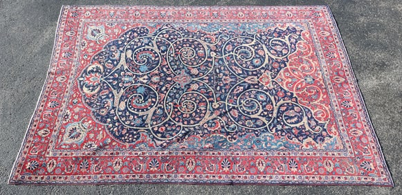 HAND-TIED PERSIAN TABRIZ KHOI MEHRAB DESIGN RUG, 10'10" X 8'