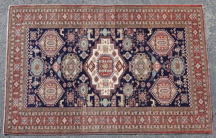 HAND-TIED PERSIAN MESHKIN RUG, 6'8" X 4'8.5"