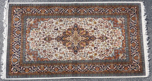 HAND-TIED KASHMIR ART SILK RUG, 5'3.5" X 3'1"