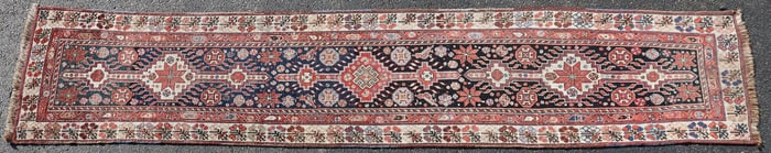 HAND-TIED PERSIAN MALAYER WOOL RUNNER, 10'11.5" X 2'6.5"
