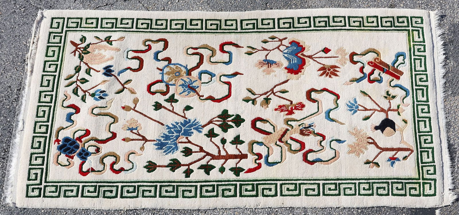 ESTATE TIBETAN HAND-WOVEN 'AUSPICIOUS SYMBOLS' RUG, 6'2.5" X 3'2" (1 of 3)