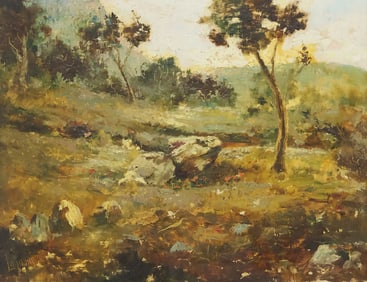 CONSTANTINO LAGANO (B.1922) OIL PAINTING, AUTUMN LANDSCAPE