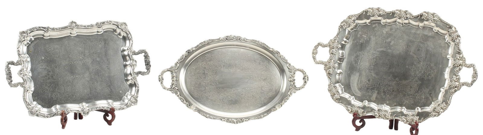 (3) LARGE SILVERPLATE SERVING TRAYS (1 of 7)