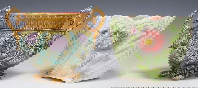 (2) FRENCH ONNAING & ST. CLEMENT MAJOLICA JARDINIERES / PLANTERS