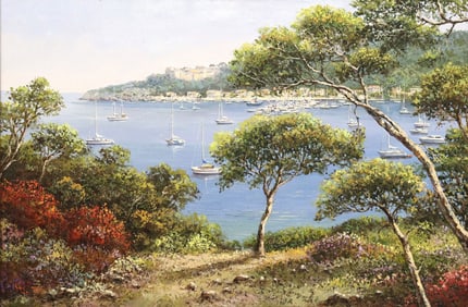 HJ JOU (KOREA, B.1951) OIL PAINTING, FRENCH GARDEN OF EDEN, 24" X 36"