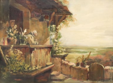 G. BIANCHI ITALIAN SCHOOL PAINTING MONK SMOKING A PIPE