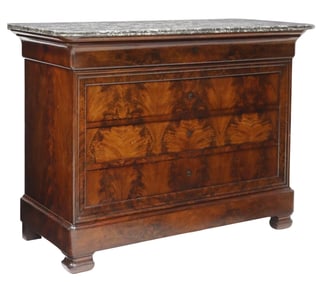 FRENCH LOUIS PHILIPPE MARBLE-TOP MAHOGANY COMMODE
