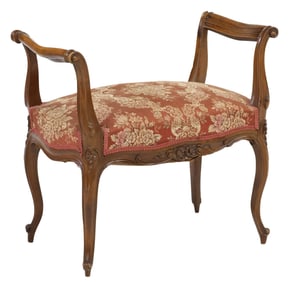 FRENCH LOUIS XV STYLE WALNUT VANITY BENCH