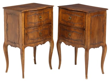 (2) ITALIAN LOUIS XV STYLE CARVED WALNUT NIGHTSTANDS