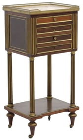 FRENCH LOUIS XVI STYLE MARBLE-TOP MAHOGANY NIGHTSTAND