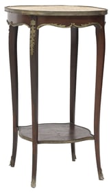 FRENCH LOUIS XV STYLE MARBLE-TOP MAHOGANY SIDE TABLE