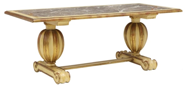 ITALIAN PARCEL-GILT & PAINTED MARBLE-TOP COFFEE TABLE