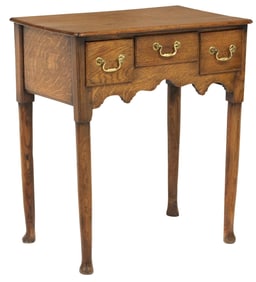 ENGLISH QUEEN ANNE STYLE OAK LOWBOY / HALL TABLE