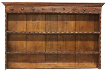 ENGLISH VICTORIAN OAK WALL-MOUNTED DELFT RACK
