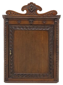 ENGLISH VICTORIAN CARVED OAK CORNER CUPBOARD
